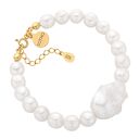 hand made złota bransoletka z pereł naturalnych z barokową perłą