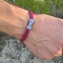 Bransoletka dla rowerzysty bordowo-beżowa - prezent dla taty (handmade)