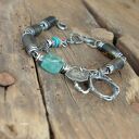 Bursztyn, szkło afgańskie - bransoletka 017