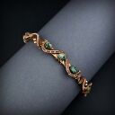 Miedziana bransoleta mankietowa z turkusem i turmalinem