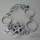 Bransoletka Lapis Lazuli, wire wrapping, stal chirurgiczna