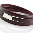 bransoletka skórzana MAGNETOOS TRIPLE bordo