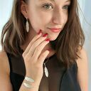 Bransoletka srebrna 925 - białe pióra