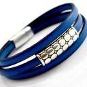 bransoletka skórzana MAGNETOOS TRIPLE BOWEE blue