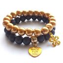 Bransoleta caramel&gold flower