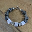 Chalcedon z larvikit - bransoletka surowa