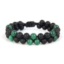 Podwójna bransoletka męska z czarnego onyksu i malachitu