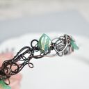 Bransoletka boho Elf ze szklanymi listkami - miedź wire wrapping