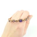 Miedziana bransoletka mankietowa z ametystem - cuff handmade