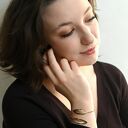 Bransoletka srebrna 925 z brązowymi piórami - otwarta i oksydowana