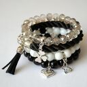 Set black'n'white twine, jade, pearls&Swarovski stones