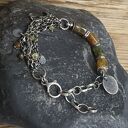Bransoletka ze srebra i granatu grossular - handmade