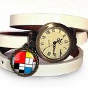 Mondrian - bransoletka szklana ze szkłami powiększającymi 16 mm