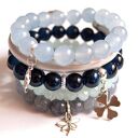 Bransoleta navy stones&clover