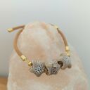 Bransoletka z ceramicznymi gwiazdkami beż, brąz