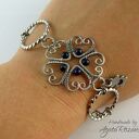 Bransoletka Lapis Lazuli ze stali chirurgicznej - wire wrapping