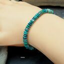 Turkusowa bransoletka unisex charms z naturalnym turkusem - srebro 925 oksydowane, regulowana