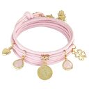 bransoletki handmade twine with charms light pink