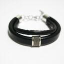 Bransoletka skórzana - unisex, czarna