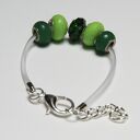 Zielona bransoletka z linki kauczukowej z koralikami ze szkła Murano (handmade)