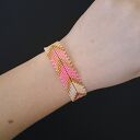 Różowo-Złota Bransoletka z Koralików „Pink Chevron”