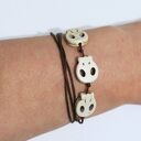 Bransoletka - Czaszki - brązowa, sznureczki