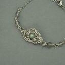 Bransoletka regulowana labradoryt zielony, wire wrapping, stal chirurgiczna