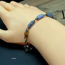 Tanzanit, bursztyn - bransoletka 02