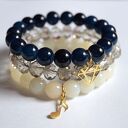 Bransoleta real gold diamond&navy stones