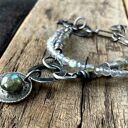 Autorska bransoleta z labradorytem, symbol Słońca i Księżyca