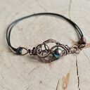 Boho love - bransoletka w stylu boho - miedź i tęczowe szkło