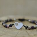 Bransoletka „Srebrne Serce z Łapką” z Turmalinem