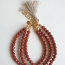 Bransoletka TRIO jaspis czerwony, lniany chwost