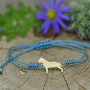 Bransoletka Amstaff z psem - srebro 925 pozłacane i turkusowy sznurek handmade