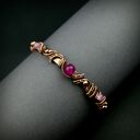 Miedziana bransoleta mankietowa z agatami