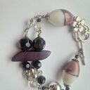 Duża bransoletka w odcieniach fioletu - boho handmade, uniwersalna