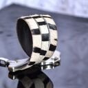 Bransoletka ze skórki cielęcej zebra - czarno-biała biżuteria handmade