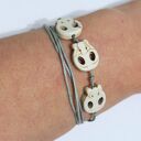 Bransoletka - Czaszki szara, sznureczki