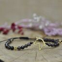 Bransoletka z koniem i kwarcem dymnym - handmade ze srebra 925