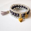 Set grey twine, beads&graphite pearls