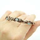 Miedziana bransoleta z topazem i agatem - cuff wire wrapping