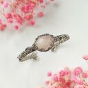 Bransoletka z Kwarcem Różowym - sztywna stal chirurgiczna handmade (wire wrapping)