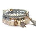 Wyprzedany: komplet trzech bransoletek grey & vanilla z jadeitem, uleksytem i perłami Majorka