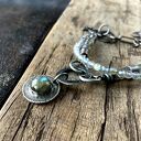 Autorska bransoleta z labradorytem, symbol Słońca i Księżyca