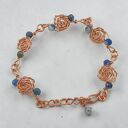 Bransoletka z miedzi Kwiaty z lapis lazuli - wire wrapping