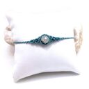 UNO - bransoletka z labradorytem i hematytem w mikromakrame (handmade)