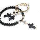 Bransoletka Black Cross z onyksami - ręcznie robiona