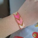Różowo-Złota Bransoletka z Koralików „Pink Chevron”