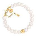 autorskie złota bransoletka z pereł naturalnych z kulką