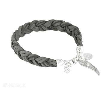 Braid grey silver rzemień zamsz skrzydło swarovski delikatna